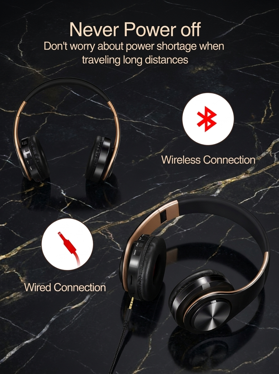 Wireless Over-Ear Headphones – 20Hr Playtime, Built-In Mic, Bluetooth